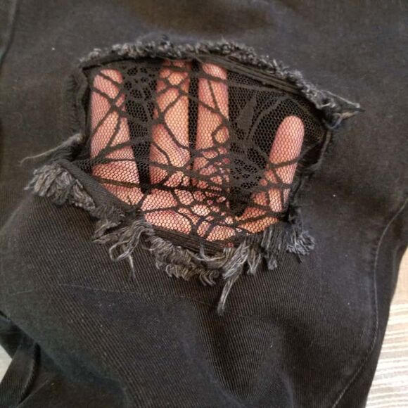 Disturbia Cobweb Distressed Denim Jeans Women's 14 - Picture 5 of 11